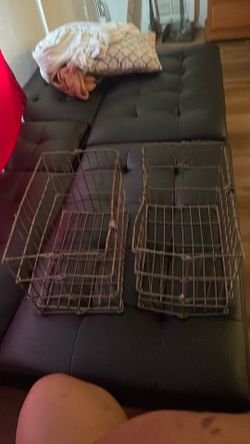 Two stainless steel dishwasher racks