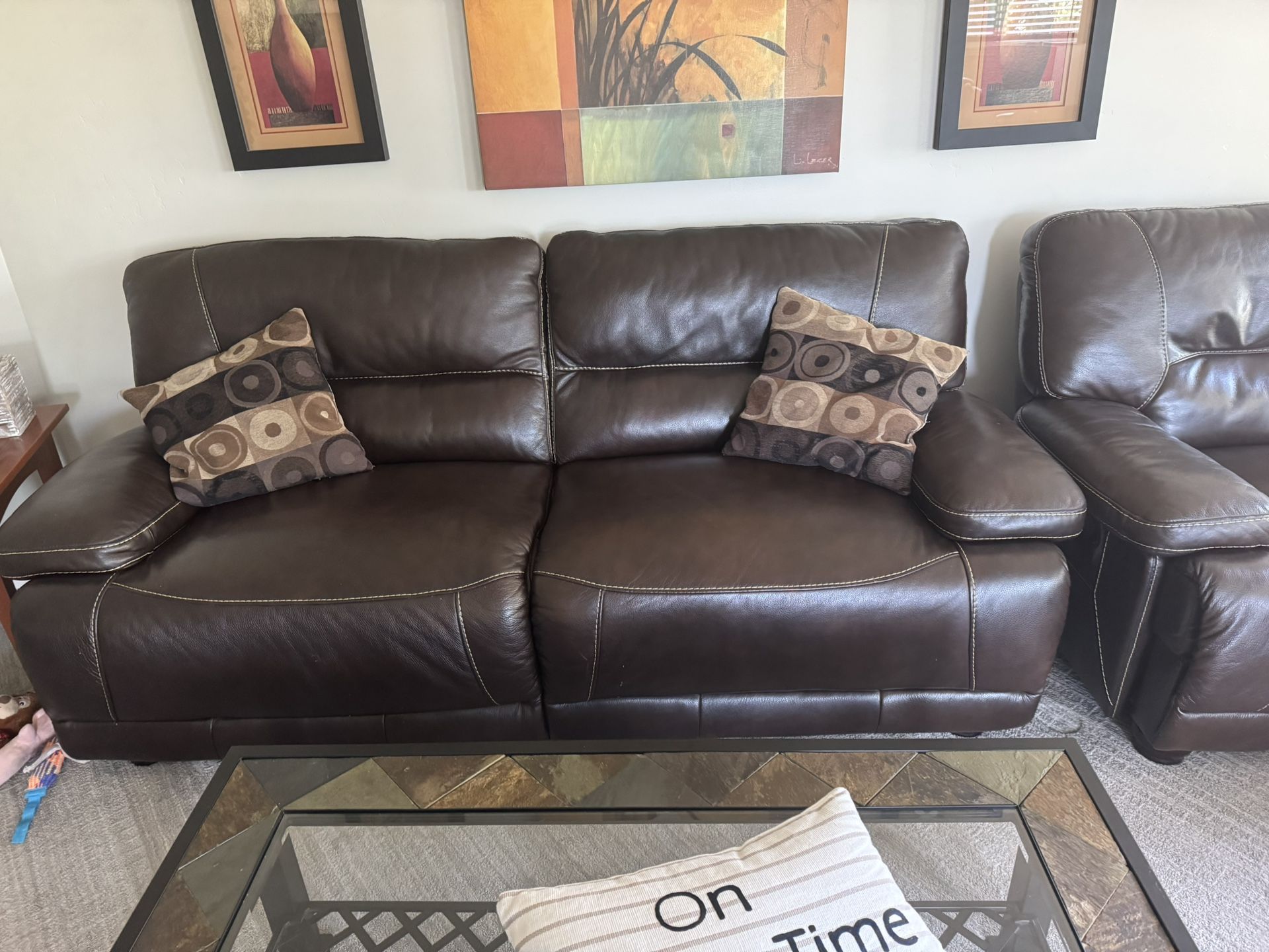 Leather Couch And 2 Matching Recliners