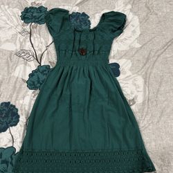 Turquoise/Teal Mexican Off The Shoulder Dress