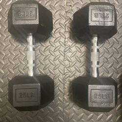 2- 25 Lb Dumbbells