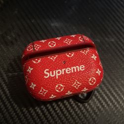 New Air Pods Case Supreme Red And White 