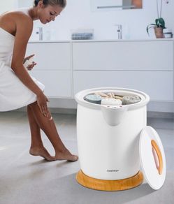 Bathroom towel warmer with bucket