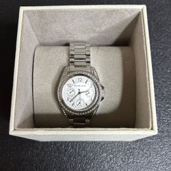 Michael Kors Silver Stainless Steel Rhinestone Watch Working