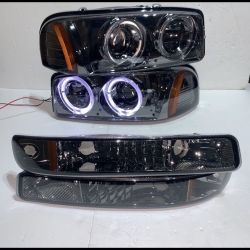 GMC Sierra / Yukon Smoked Halo Projector Headlights for 1999 to 2006