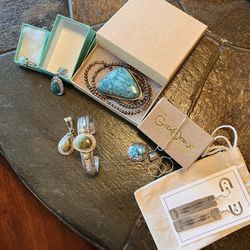 SILVER AUTHENTIC NATIVE AMERICAN SILVER & TURQUOISE JEWELRY COLLECTION - Navajo And Zuni
