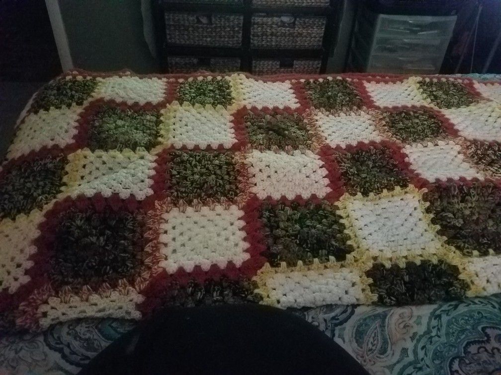 A handmade throw blanket