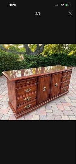 Beautiful Wood Dresser / Buffet • Brass Accents • Delivery Available