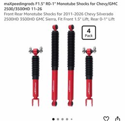 maXpeedingrods F1.5" R0-1" Monotube Shocks for Chevy/GMC 2500/3500HD 11-26 Front Rear Monotube Shocks for 2011-2026 Chevy Silverado 2500HD 3500HD GMC 