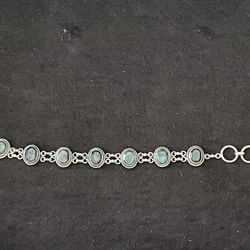 Sterling Silver and Rough Emerald Bracelet