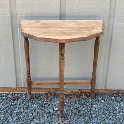Vintage Demilune Half Moon Wood Accent Side End Table