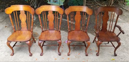 Rare Amazing X-Large Balloon Back Claw Feet Solid Wood Chairs w/ Captain