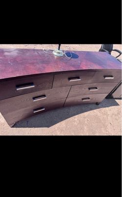 Dark Wood  -Drawer Dresser with Curved Front