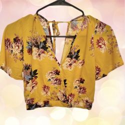 Band of Gypsies 100% viscose Floral Crop Summer Boho Festival Top size S