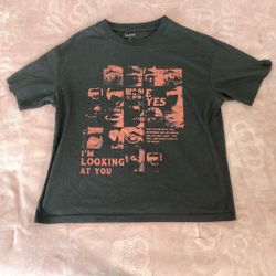 Women Oversized Black Graphic Tee With Red Accents