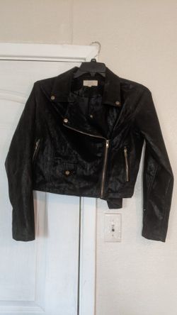 C&V Chelsea & Violet Faux Suede Moto Jacket Black Size Large $20 Firm