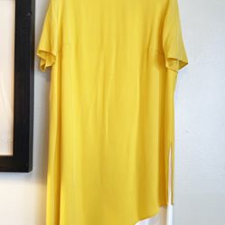 #AKRIS PUNTO Yellow Silk Overlay White Dress(New Without Tags)