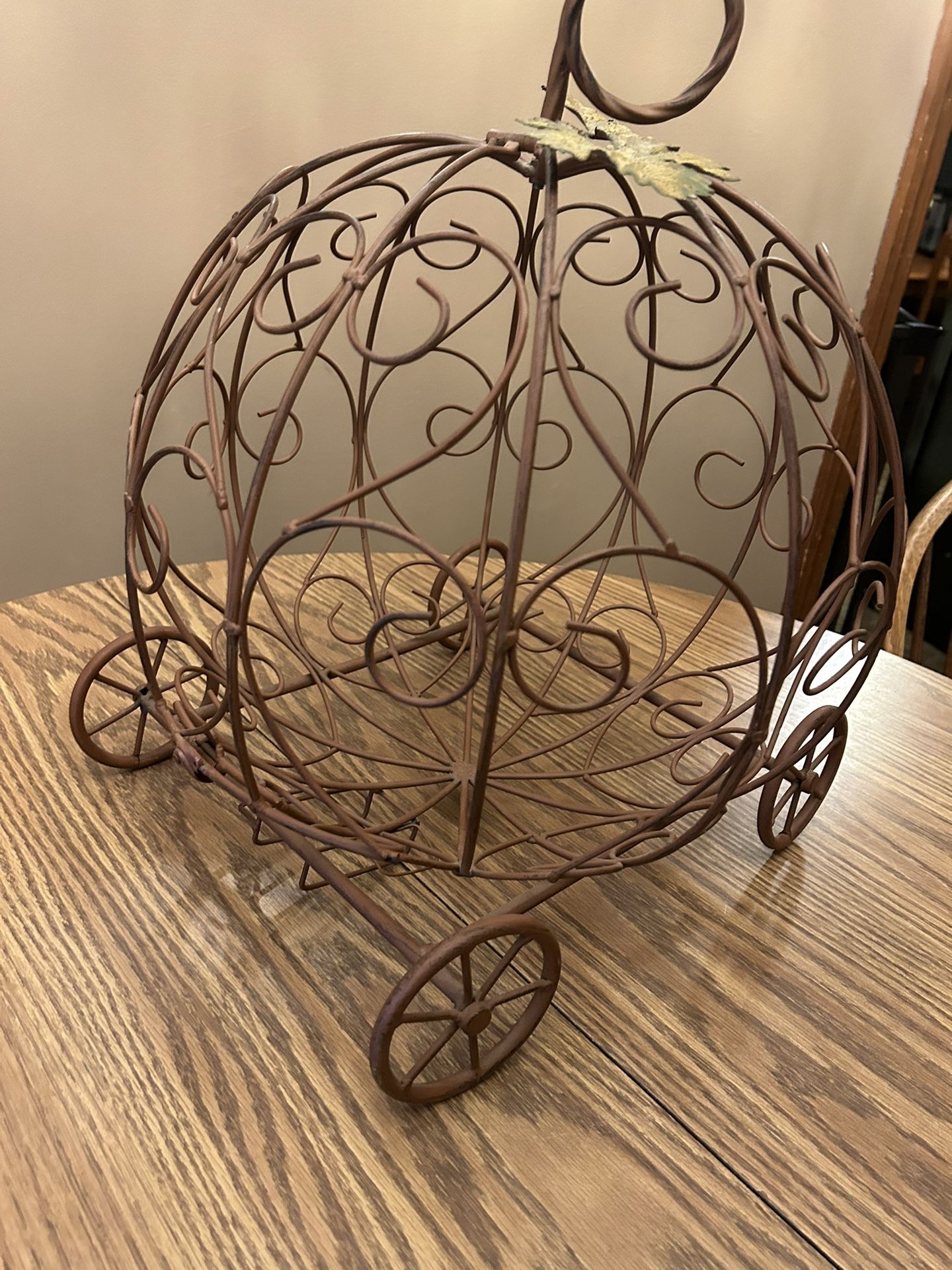 Pumpkin carriage, metal scroll 18" tall fall wedding princess birthday cinderella decor See photos for all measurements. Can we spray painted to mat