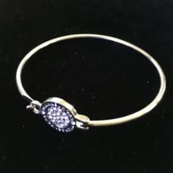 Michael KORS minimalist SILVER pave crystal logo cuff bangle BRACELET