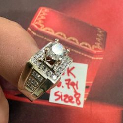 18K Solid White Gold Wedding Ring PLUS 2Ct IN NATURAL DIAMONDS 💎 STONES 6.8Gr Size 8