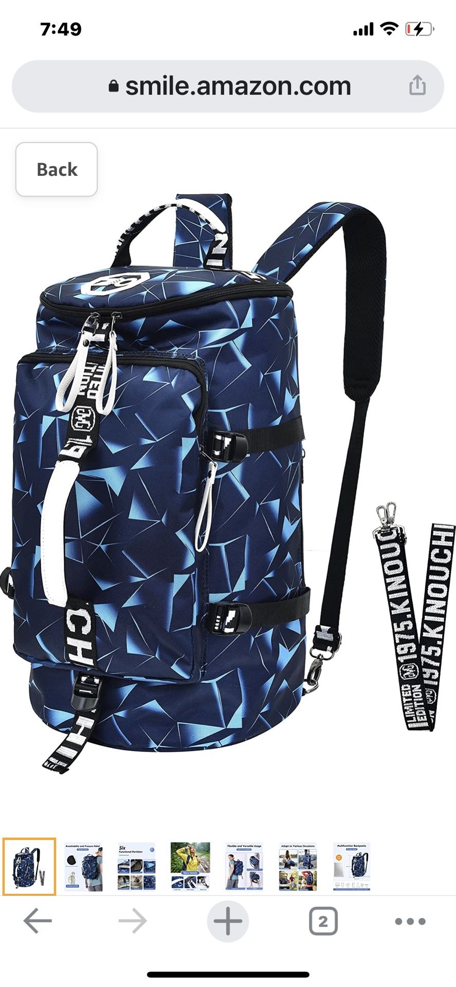 40L Laptop Backpack with Waterproof Gym Duffle Bag for Men & Women, Durable Travel Shoulder Bags for Sport Hiking School - Deep Sea Blue