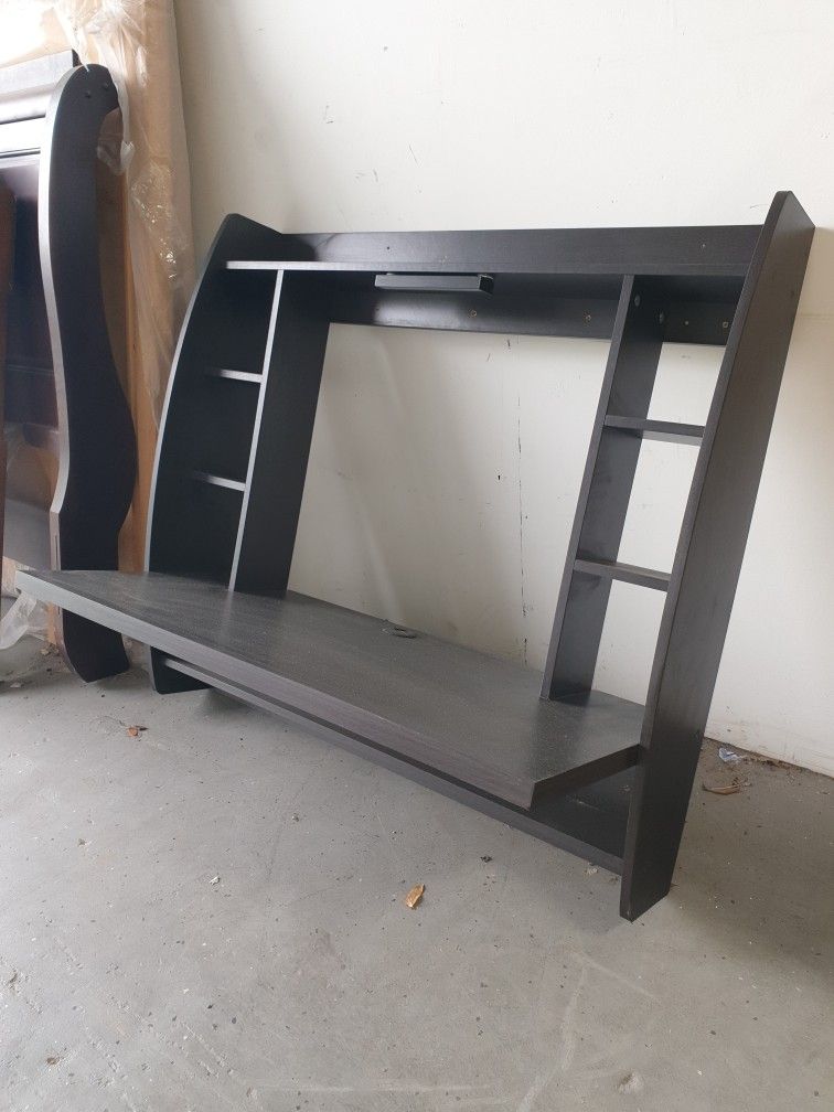 Prepac Wall Mounted Floating Desk with Storage in Black