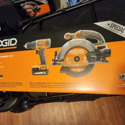 Ridgid Drill And Skill Saw Combo With 2 Ah And 4 Ah Battery , Bag, And Charger