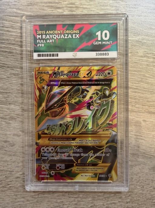ACE (PSA/BGS) 10 M Rayquaza EX Full Art 98/98 Ancient Origins Pokemon Card