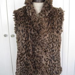 Real Leopard Print Dyed Rabbit Fur Vest Size S NO OFFERS 