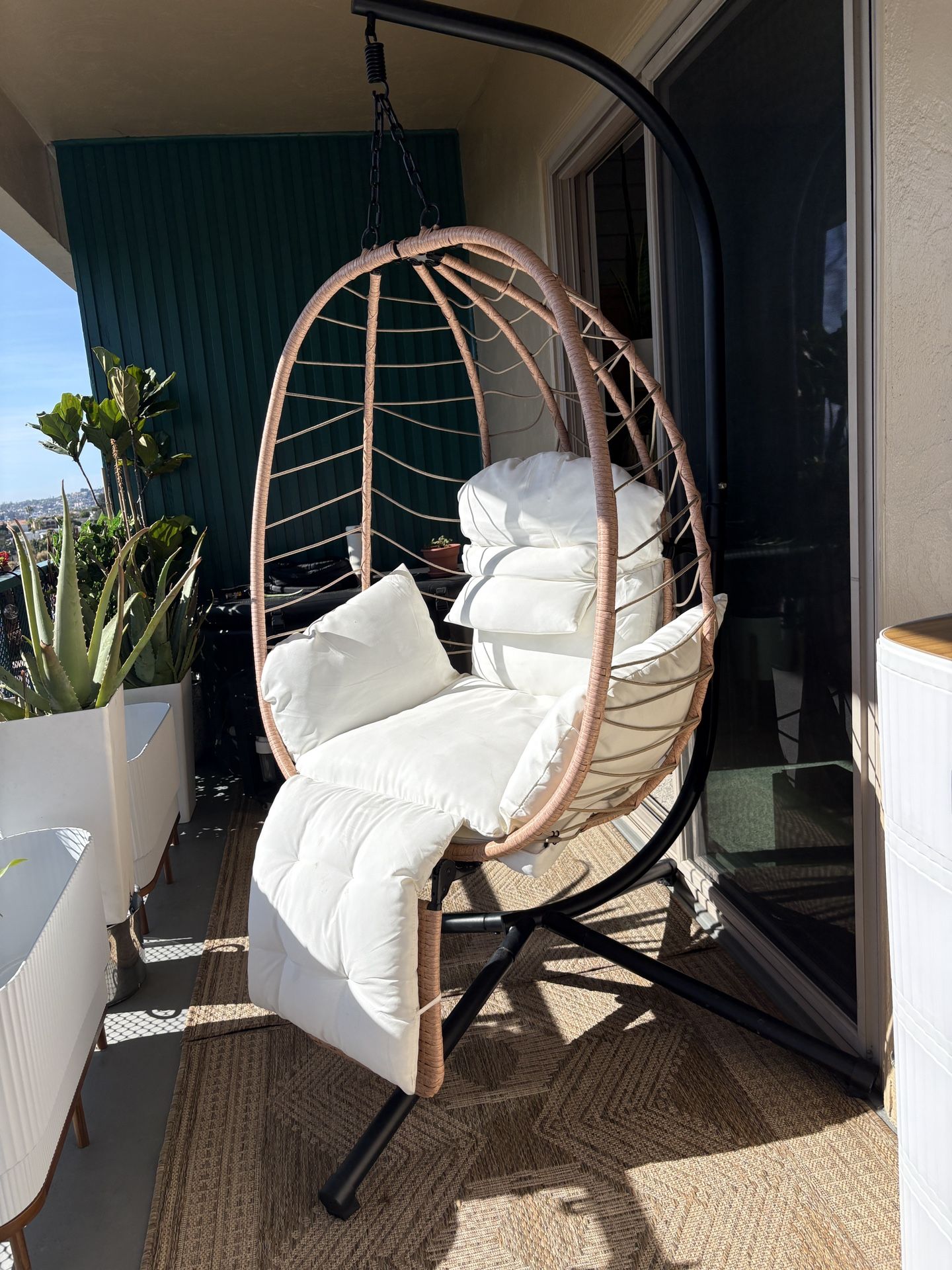 Hanging Egg Chair - White - With Stand