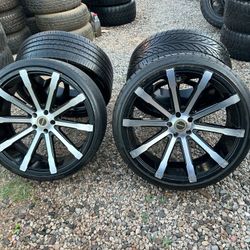 RIMS 275/30R24...5 LUGS FIT JEEP CHEROKEE JEEP COMANDER CHEVY SILVERADO YUKON TAHOE SUBURBAN IMPALA 5X5 CHEVROLET 