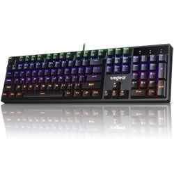 Teclado mecánico RGB para juegos, interruptor azul, 104 teclas de tamaño completo con 11 modos retro