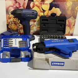 Lot of Kobalt Impact Driver, Kobalt ScrewGun, Craftsman Socket Wrench Set, Kobalt Bit Set