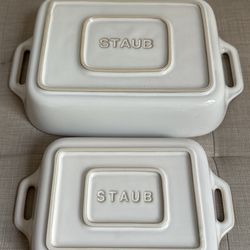 Staub ® White 2-Piece Rectangular Baker Set