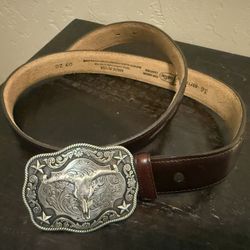 Justin Leather Belt And Buckle