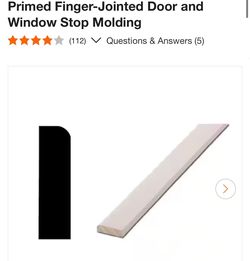 3/8" x 1.25" x 102" Primed Finger Jointed Wood Stop Moulding
