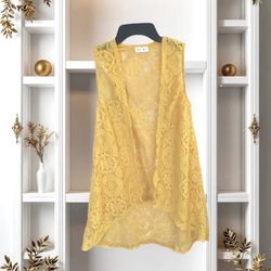 Beautees Gold Lace Open Cardigan Girls Size 14