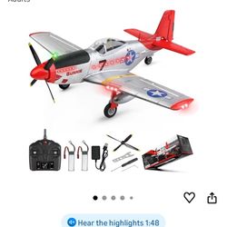 RC Airplane with Remote Control (P51 Style, LED Lights)