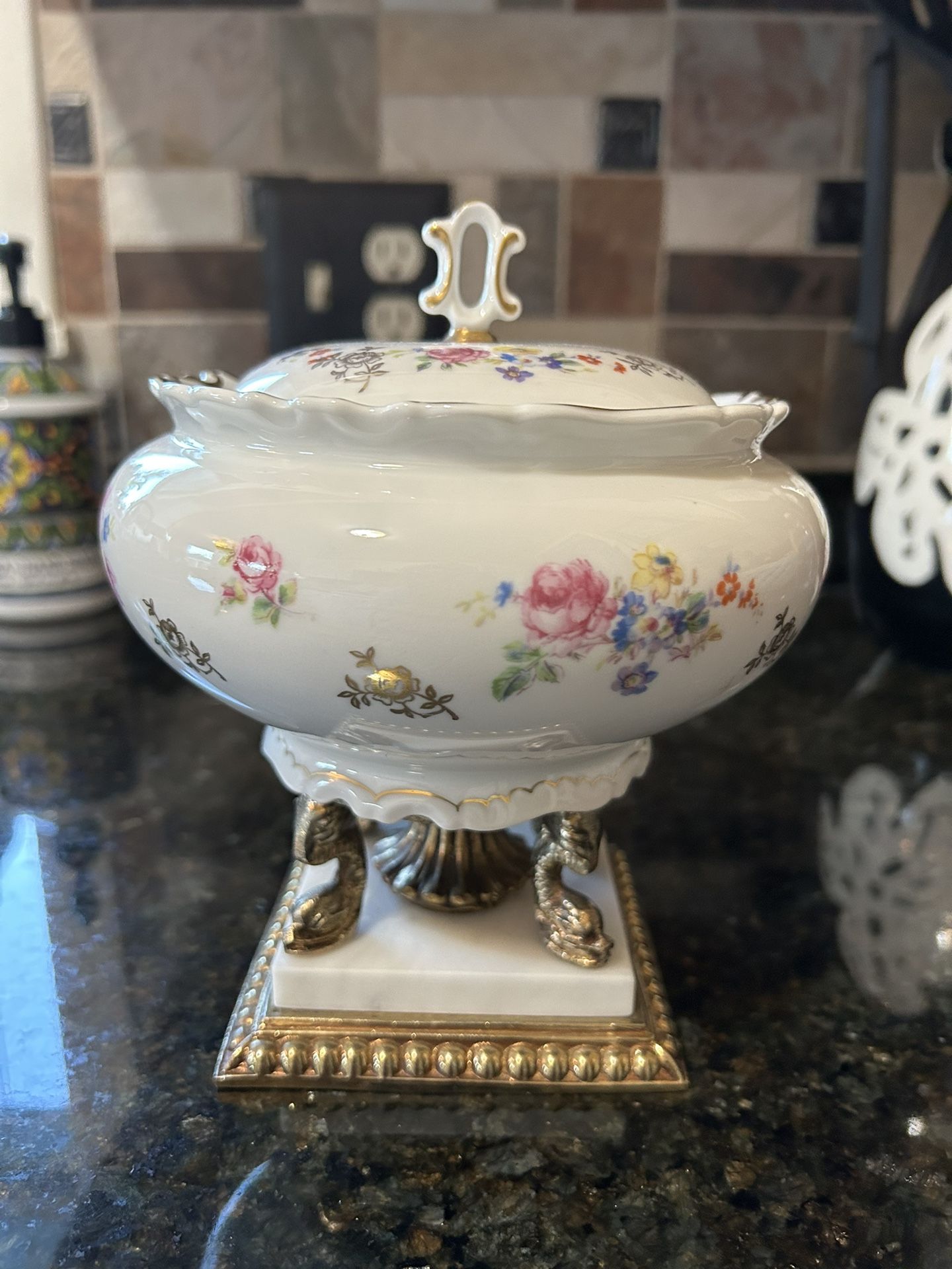 Reichenbach China Footed/ Pedestal/ Lidded Bowl