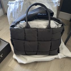 Brand New Bottega Veneta Large Arco Puffy Tote Light Graphite Abyss Silver Navy Grey