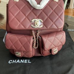 Chanel Duma Caviar Backpack Burgundy With Golden Hardware 