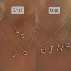 14k solid gold & Diamonds Letter Necklace