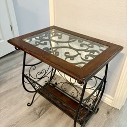Iron-detailed Side Table 