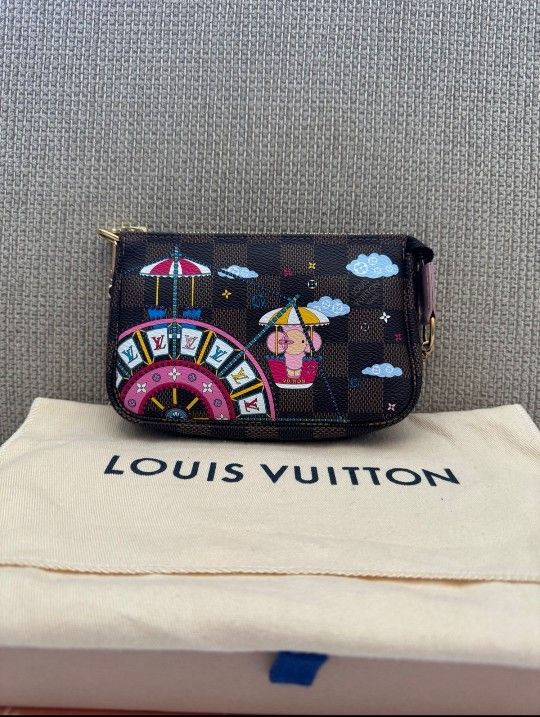 Mini Pochette Accessoire Pouch Damier Ebene Christmas Edition