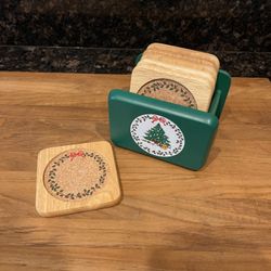 Vintage Hilmark Christmas wreath design coaster