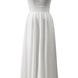 8 size Women's Formal Dress Lace Chiffon Wedding Bridesmaid Dress Round Neck Long Evening Gown Cocktail Party Dress