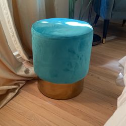 Teal Velvet Midcentury Ottoman 