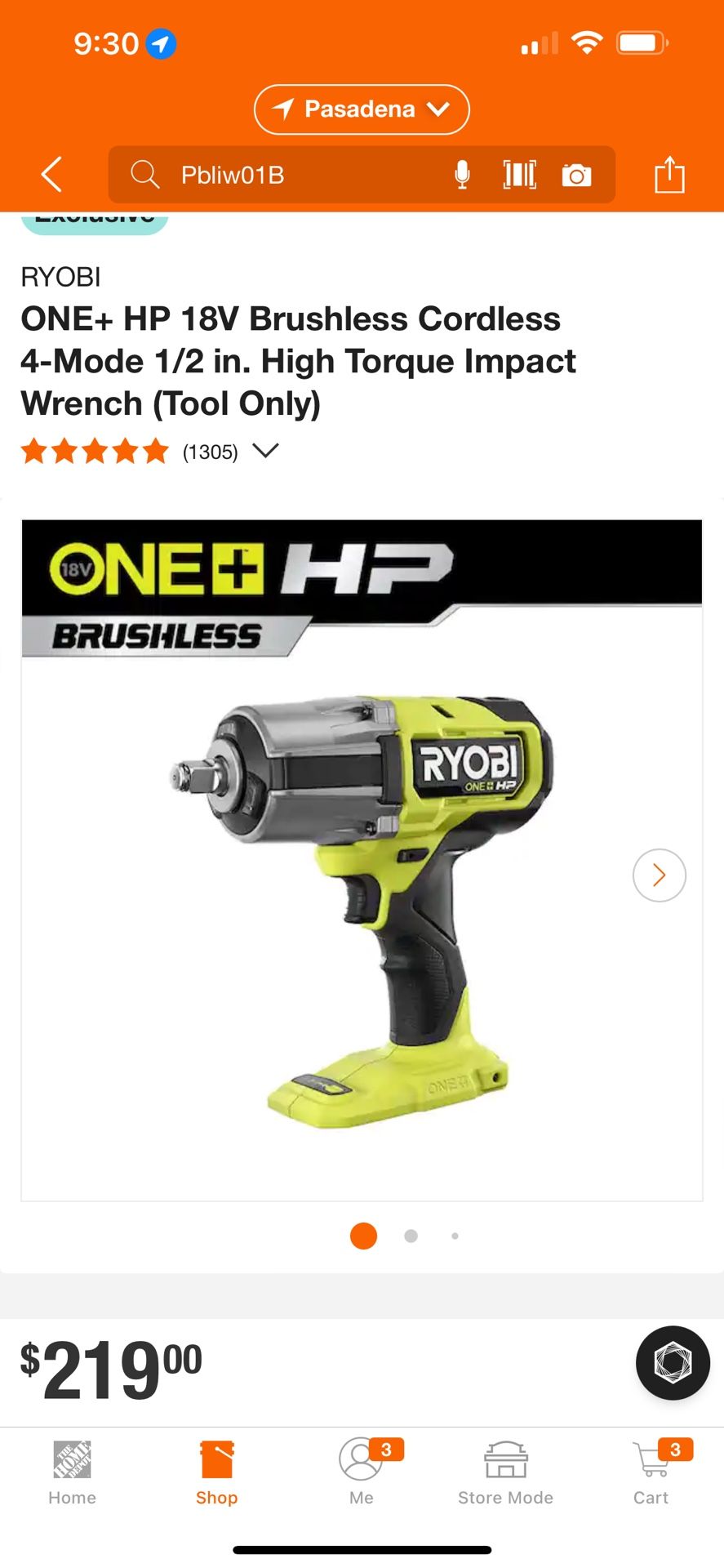 Ryobi 18v 1/2” Impact