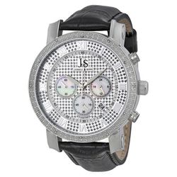 JOSHUA AND SONS Silver-tone Pave Pattern Sparkle Chrono Men's Watch New With Tags 