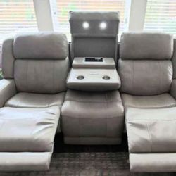 Prescott Taupe Leather Couches From Haverty’s 