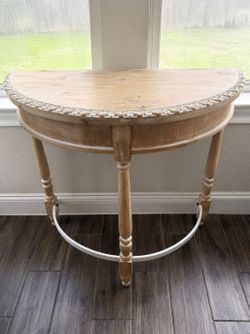 Distressed Wood Half-Moon Demilune Entryway Console Table – $125 OBO